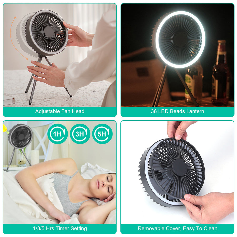 Fläkt med lampa och powerbank