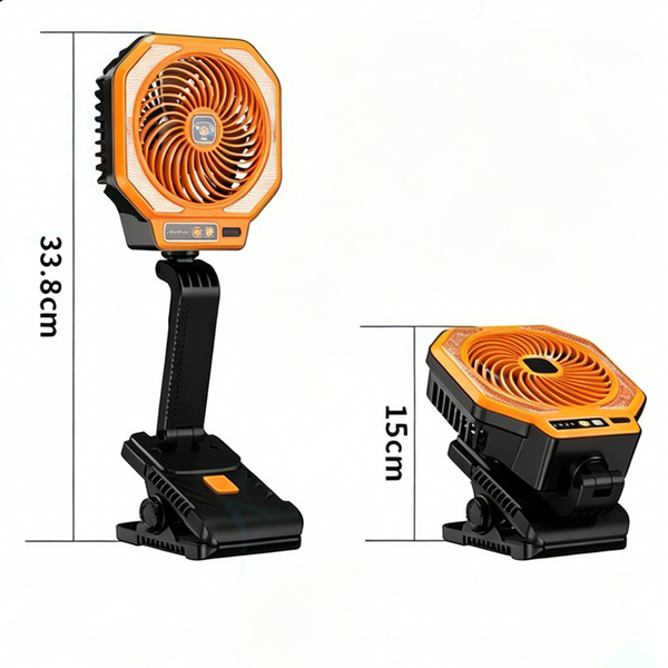 Campingfläkt med LED-lampa