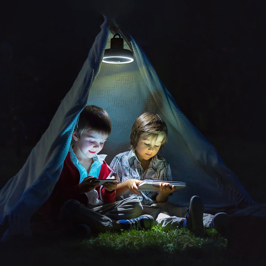 Fläkt med lampa och powerbank