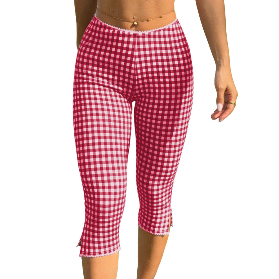 Rutiga stickade leggings för kvinnor