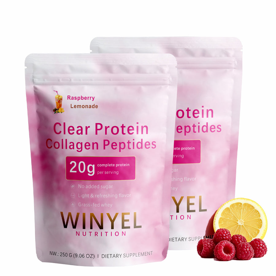 Klart protein med kollagen och hallonsmak