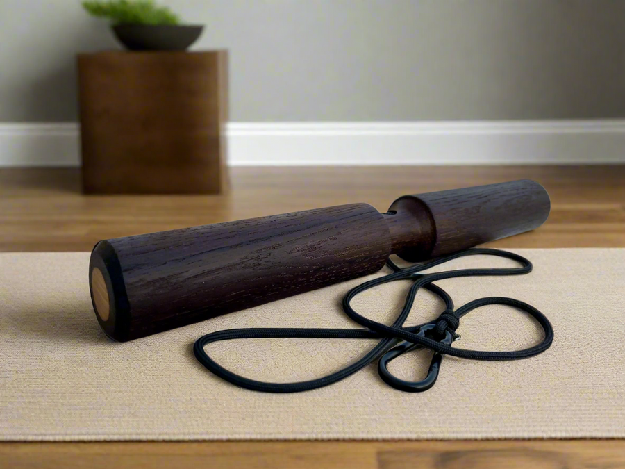 Smoked Oak Wrist Roller with Rope and Carabiner 1.89