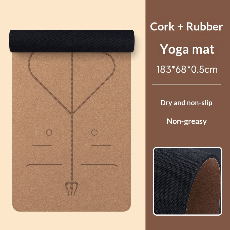 Bred yogamatta av kork och gummi