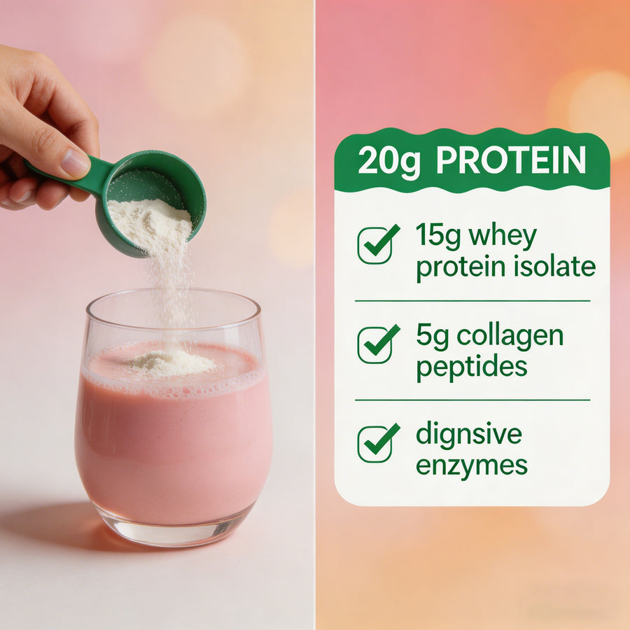 Klart protein med kollagen och hallonsmak