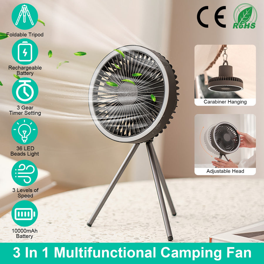 Fläkt med lampa och powerbank