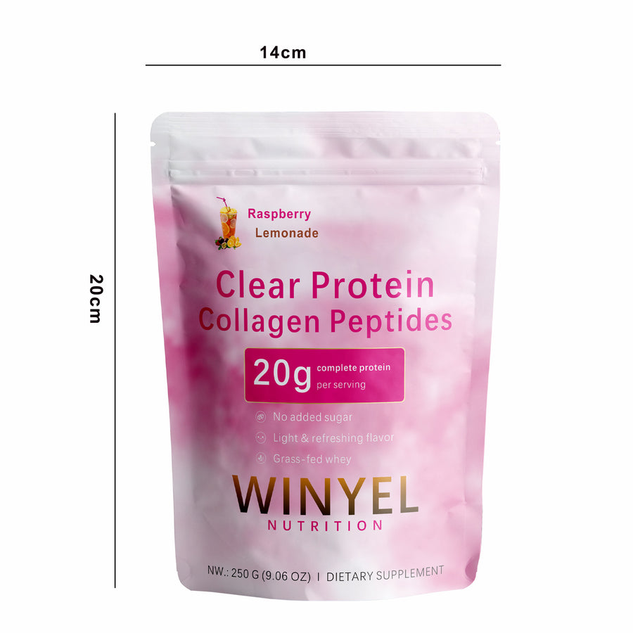 Klart protein med kollagen och hallonsmak